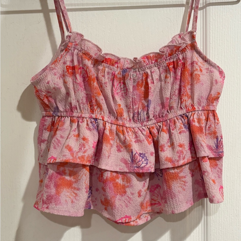 Wild Fable Pink and Orange Butterflies Top